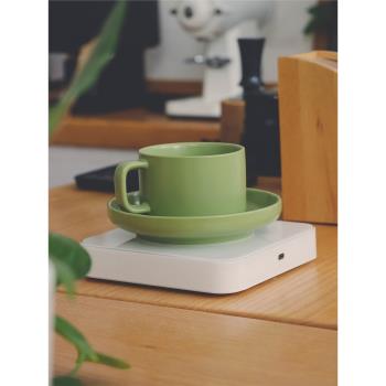 啞光綠純色簡約拿鐵咖啡杯 歐式陶瓷拉花杯碟 ins設計感家用商用