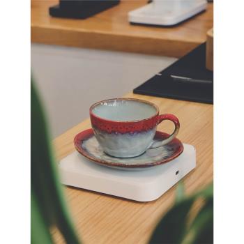 復古窯變水墨紅 陶瓷咖啡杯高級感日式家用 美式拿鐵陶瓷杯碟套裝