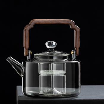 煮茶壺玻璃耐高溫蒸煮一體具家用泡茶燒水壺可明火電陶爐茶器單壺