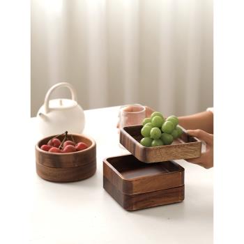 果盤家用客廳茶幾輕奢實木多層小果盒零食干果盤新中式木質點心盤