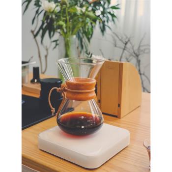 防燙竹木環 手沖咖啡分享壺 400ml高硼硅耐熱玻璃v60分享壺大容量