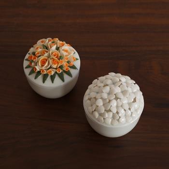 很美的花朵 出口歐式手捏高檔花朵陶瓷罐子 造型花瓣裝飾擺設收納