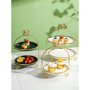 英式下午茶點心架蛋糕餐具擺臺架子多層擺盤架蝴蝶結甜品臺展示架