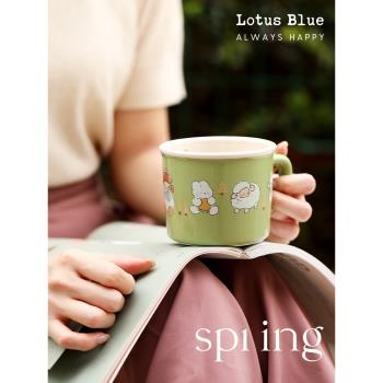 藍蓮花杯子設計小眾女辦公室馬克杯陶瓷杯水杯網紅早餐杯咖啡杯