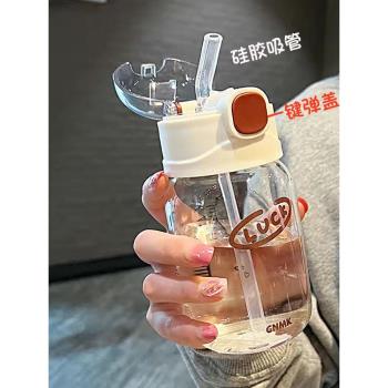玻璃杯水杯女生新款2024網紅高顏值透明杯子耐高溫帶蓋刻度吸管杯