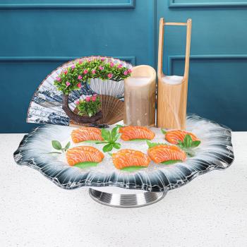 日式高端三文魚刺身盤魚生海鮮冰盤刺身拼盤日本料理深盤擺盤裝飾