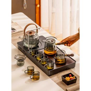 整套茶具套裝家用一體式抽水茶盤客廳高檔泡茶茶臺電陶爐燒水茶壺