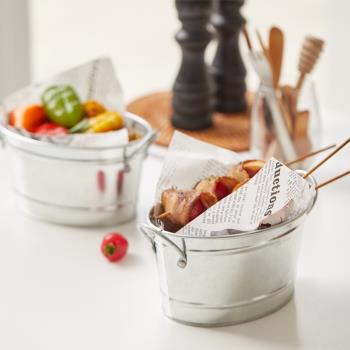 酷奇創意餐具美式餐廳酒吧商用迷你橢圓冰桶小吃薯條爆米花鐵藝桶