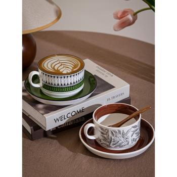 咖啡杯碟套裝彩繪陶瓷法式中古下午茶杯子芬蘭小眾網紅復古咖啡杯