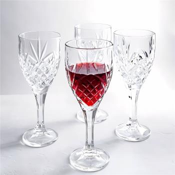 KING浮雕玻璃高腳杯刻花紅酒杯厚實耐用葡萄酒杯家用高檔多用杯子