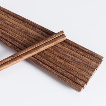 筷子家用雞翅木無漆無蠟木質快子日式實木餐具家庭套裝10雙長筷
