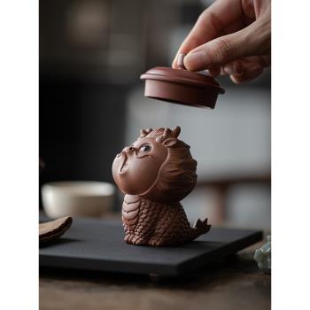 創意紫砂茶寵招財神獸十二生肖龍擺件可愛吉祥物茶桌茶臺裝飾茶玩