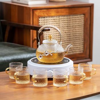 水果茶壺網紅輕奢茶具玻璃茶壺蠟燭加熱底座玫瑰花茶養生壺套裝