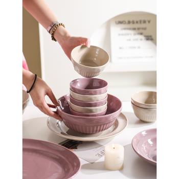 TINYHOME法式奶茶ins風陶瓷碗碟餐具家用盤子魚盤菜盤湯碗米飯碗