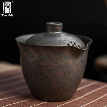 陶迷手工鎏金寶瓶茶壺創意中式家用陶瓷手抓壺仿古功夫茶具大蓋碗