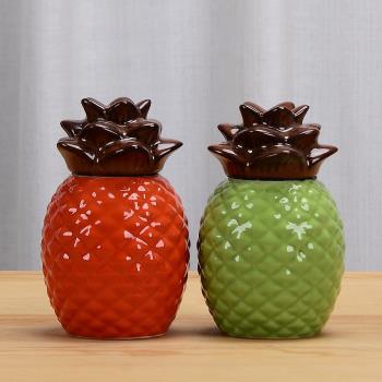 創意菠蘿陶瓷茶葉罐密封罐茶罐儲存罐儲存罐空罐家用客廳桌面擺件