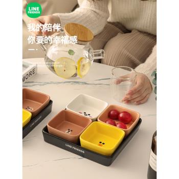line卡通陶瓷調味碟蘸料碗小碟子家用放小菜號小吃醬油醋火鍋沾蝶