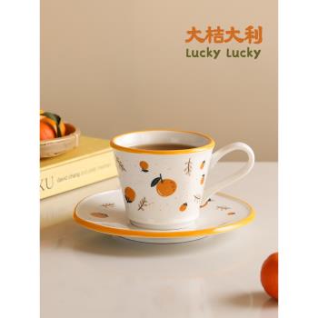 藍蓮花日式風陶瓷咖啡杯碟套裝小精致下午茶杯復古可愛牛奶杯子女
