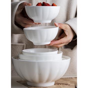微波爐碗家用2023新款5寸飯碗陶瓷白色面碗湯碗6寸骨瓷碗耐高溫
