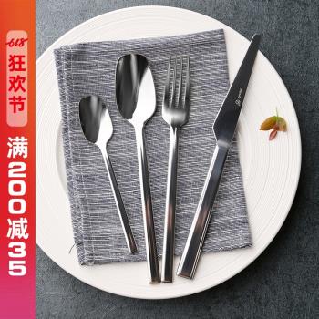 加厚不銹鋼西餐刀叉勺套裝 創意家用叉子西式吃牛排的刀叉ins餐具