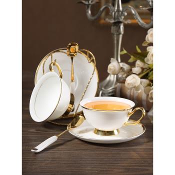金碧輝煌英式骨瓷下午茶花茶杯碟 歐式創意描金邊咖啡杯套裝
