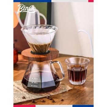 Bincoo手沖分享壺套裝咖啡過濾器刻度沖泡杯家用耐高溫玻璃咖啡壺