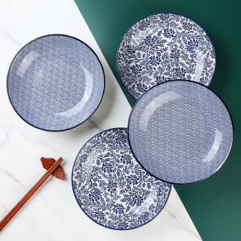 網紅創意菜盤飯盤日式餐盤4個組合裝家用深菜盤簡約陶瓷早餐盤子