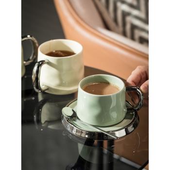 小清新咖啡杯碟套裝輕奢陶瓷花茶杯和水杯辦公杯高顏值餐具牛奶杯