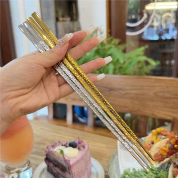 【這筷子精致到骨子里】實心捶打紋筷子公筷網紅日韓式304不銹鋼