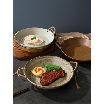 日式餐具深盤陶瓷菜盤子創意碟子家用碗盤套裝西餐盤湯盤裝菜盤子