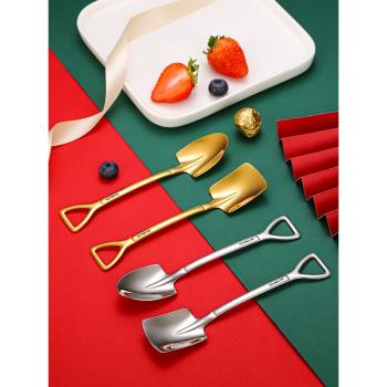 304不銹鋼鐵鍬勺子兒童可愛調羹復古網紅甜品勺家用創意吃西瓜勺