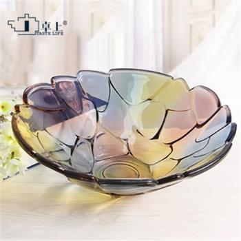歐式時尚石塊水晶玻璃果盤家用大號創意客廳茶幾水果盤零食盤