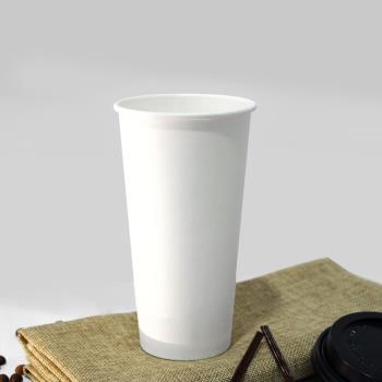 20盎司600ML一次性大號單層紙杯咖啡奶茶熱飲杯外帶杯外賣打包杯