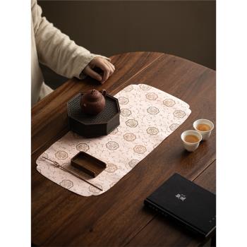粉色防水幹泡茶席禪意墊子茶盤墊復古長方桌旗茶具配件茶布少女心