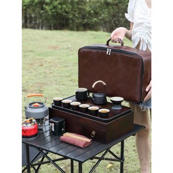 茶盤茶具套裝收納包托盤家用大號日式功夫多功能茶臺復古儲物旅行
