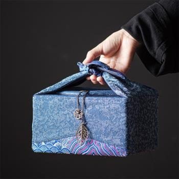 中式國潮旅行茶具收納包袋戶外手提便攜大號茶葉禮盒收納盒布包