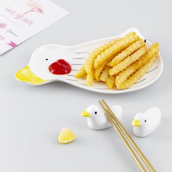 日式家用陶瓷盤子可愛卡通創意零食小吃盤早餐甜點甜品盤一人食