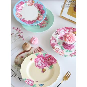 asgard米蘭達蛋糕盤英式下午茶甜品盤子高骨瓷平盤花朵盤子