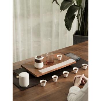 一條實木茶盤小型家用茶臺日式簡約功夫茶具套裝抽屜干泡儲水茶海
