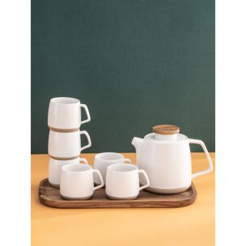 輕奢歐式水具套裝家用客廳待客帶把陶瓷喝水杯子下午茶具茶壺茶杯