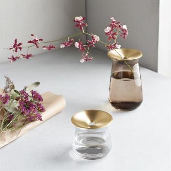 日本KINTO LUNA 新款黃銅玻璃咖啡店家用水培風信子觀賞植物花瓶