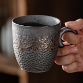 鎏金馬克杯陶瓷工業風濃縮復古手沖咖啡杯掛耳粗陶喝茶杯個性