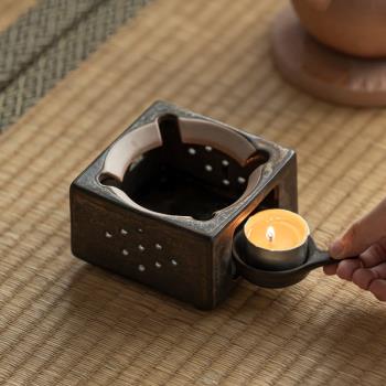 鎏金溫茶爐日式功夫茶具家用茶道陶瓷蠟燭底座恒溫器暖茶器保溫座