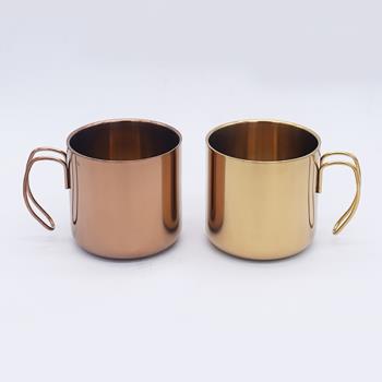 帶蓋不銹鋼304保溫杯馬克杯金色銅不銹鋼咖啡杯雙層隔熱