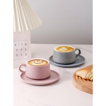 咖啡杯碟套裝陶瓷高級感精致小眾設計家用簡約美式拉花杯中古杯子