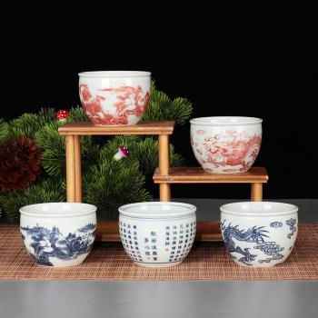 陶瓷中式青花復古手繪龍紋茶杯