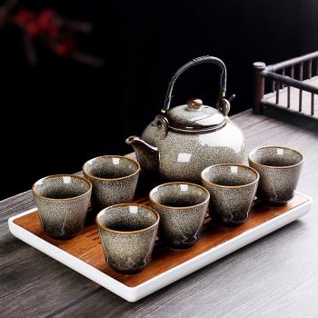 窯變提梁壺茶具套裝家用泡茶壺茶水杯現代簡約客廳辦公室陶瓷禮品