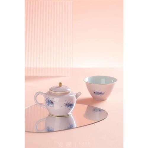 云澗 觀云擬古｜安知魚·櫻花粉青花描金小壺110ml景德鎮手工茶器