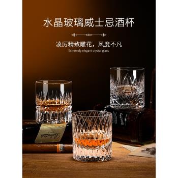 K9星芒水晶杯江戶切子高級感玻璃威士忌酒杯家用手工杯奢華洋酒杯