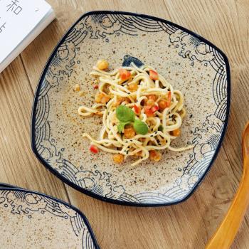 日式創意陶瓷盤復古釉下彩碟子菜盤沙拉盤牛排盤西餐盤小吃盤家用